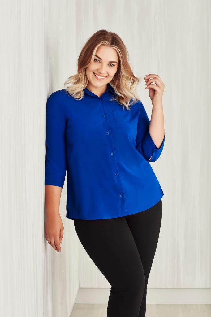 5 x Womens Stretch 3/4 Sleeve Shirt Top Nurse Health Uniform Ladies Soft CS951LT - Picture 3 of 7