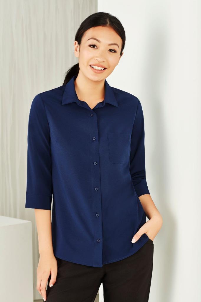 5 x Womens Stretch 3/4 Sleeve Shirt Top Nurse Health Uniform Ladies Soft CS951LT - Picture 2 of 7