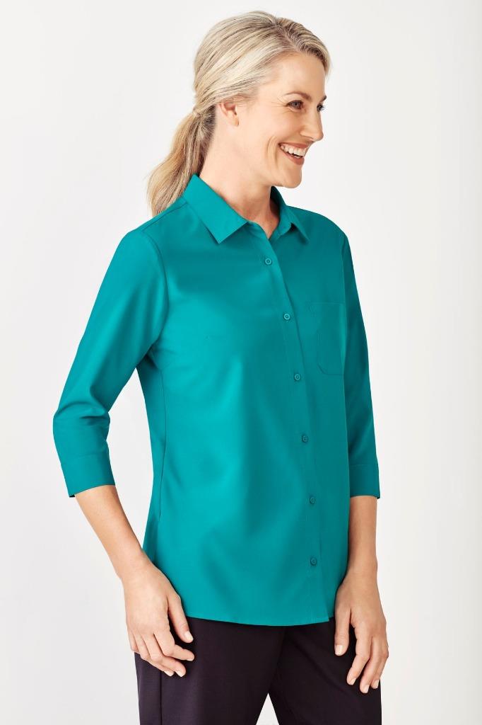 5 x Womens Stretch 3/4 Sleeve Shirt Top Nurse Health Uniform Ladies Soft CS951LT - Picture 4 of 7