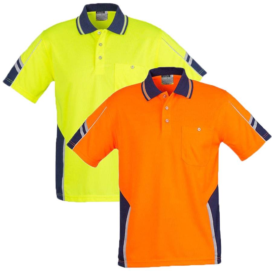Mens Squad HI VIS Polo Shirt TOP Safety Work Wear Size XS 7XL DAY ...