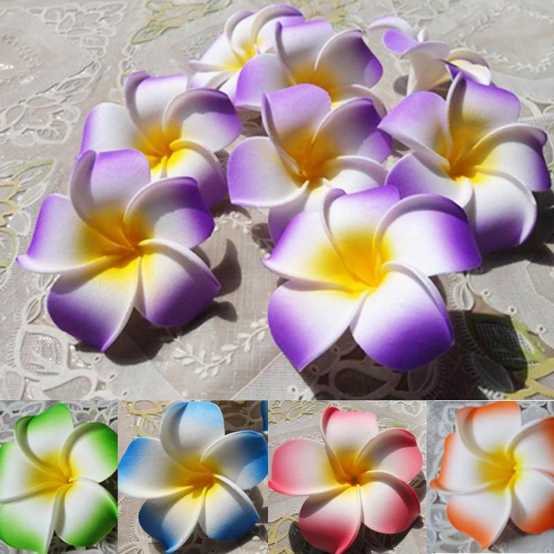 100 pcs Hawaiian Plumeria Frangipani Artificial Silk Flower Heads ...