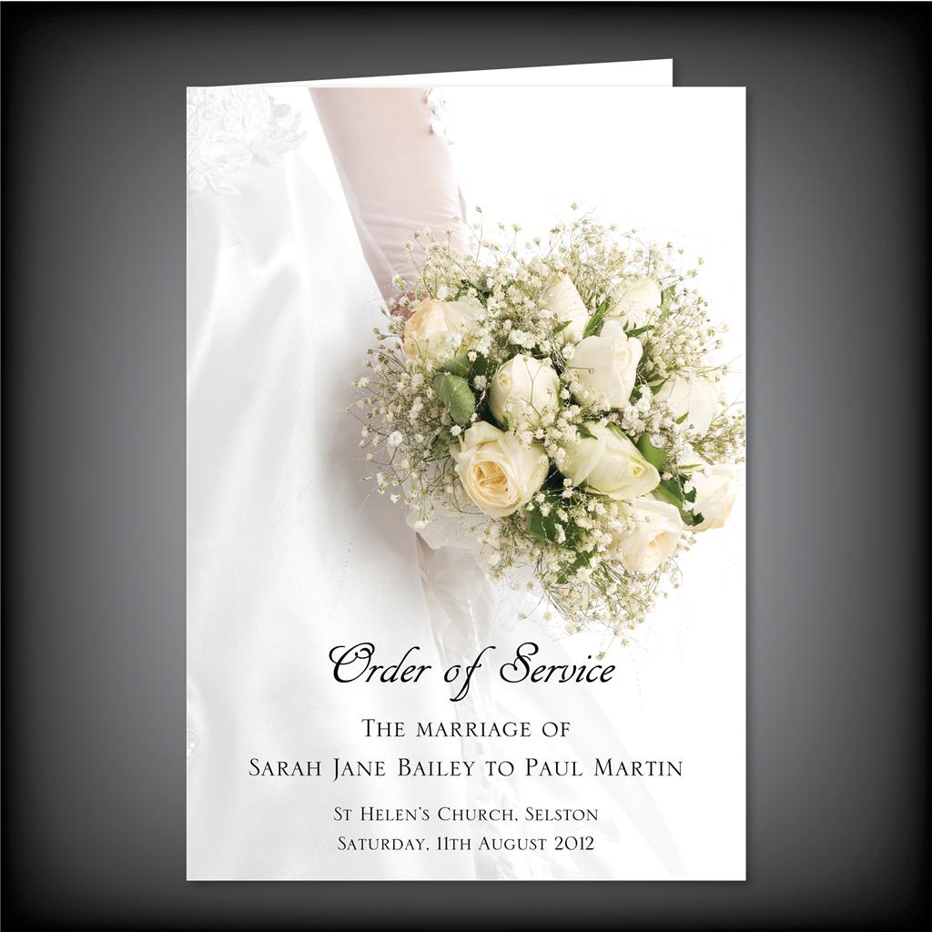 Luxury Quality Personalised Wedding Order Of Service A4 Folded To Design 6