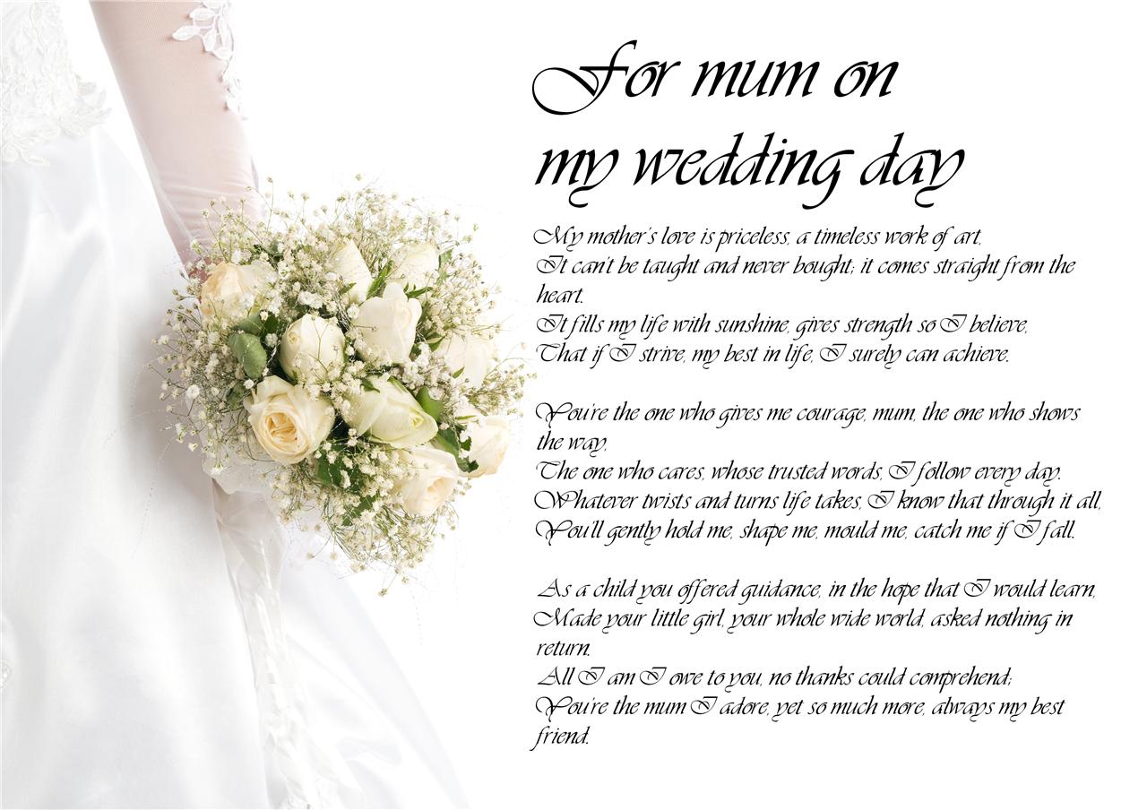 Personalised Poem Poetry for Bride Daughter from Parents Wedding Day 