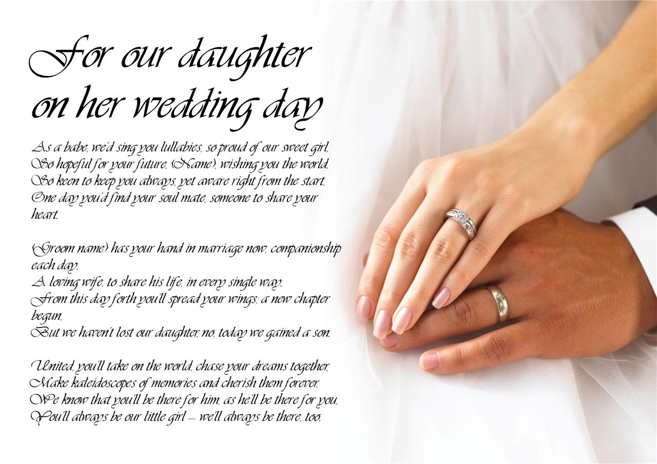 Personalised Poem Poetry for Bride Daughter from Parents Wedding Day