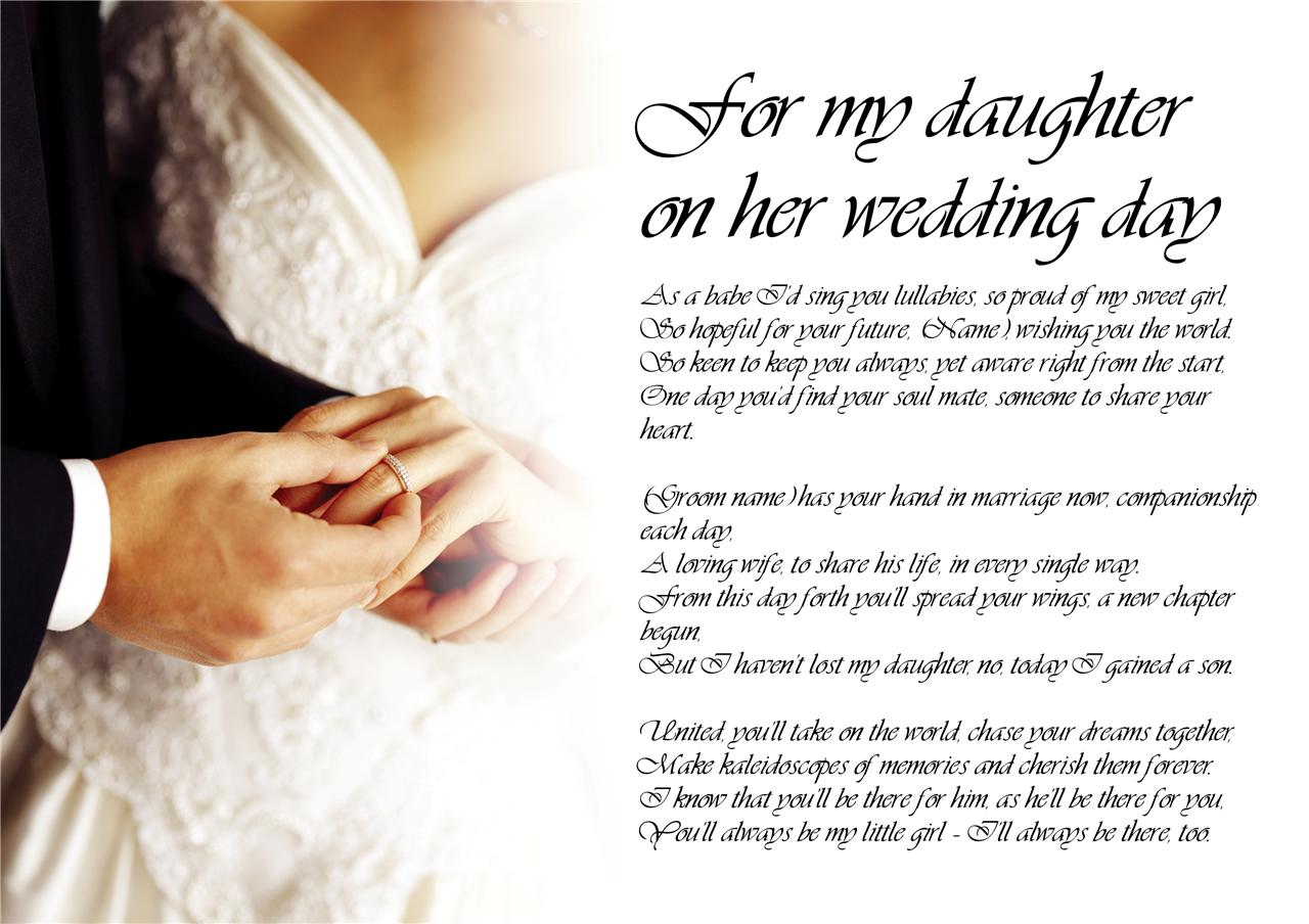 Personalised Poem Poetry For Bride Daughter From Mum On Wedding Day Laminated Ebay 