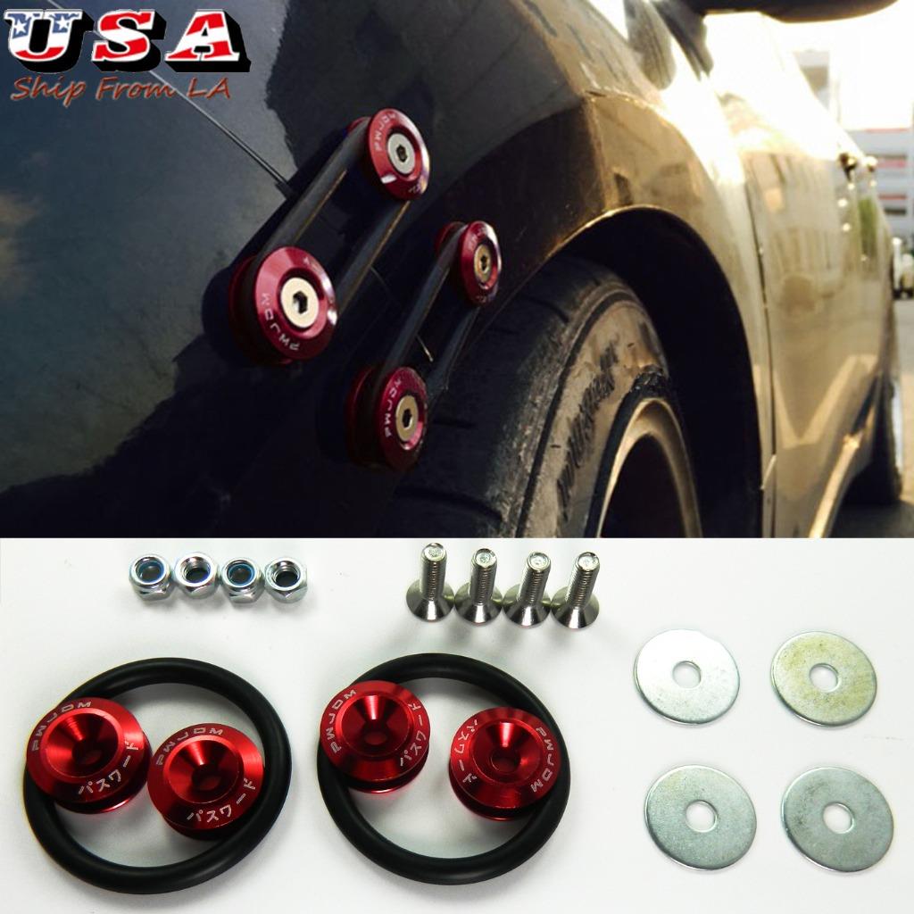 JDM RED Car Bumpers Trunk Fender Hatch Lids Quick Release Fasteners Kits