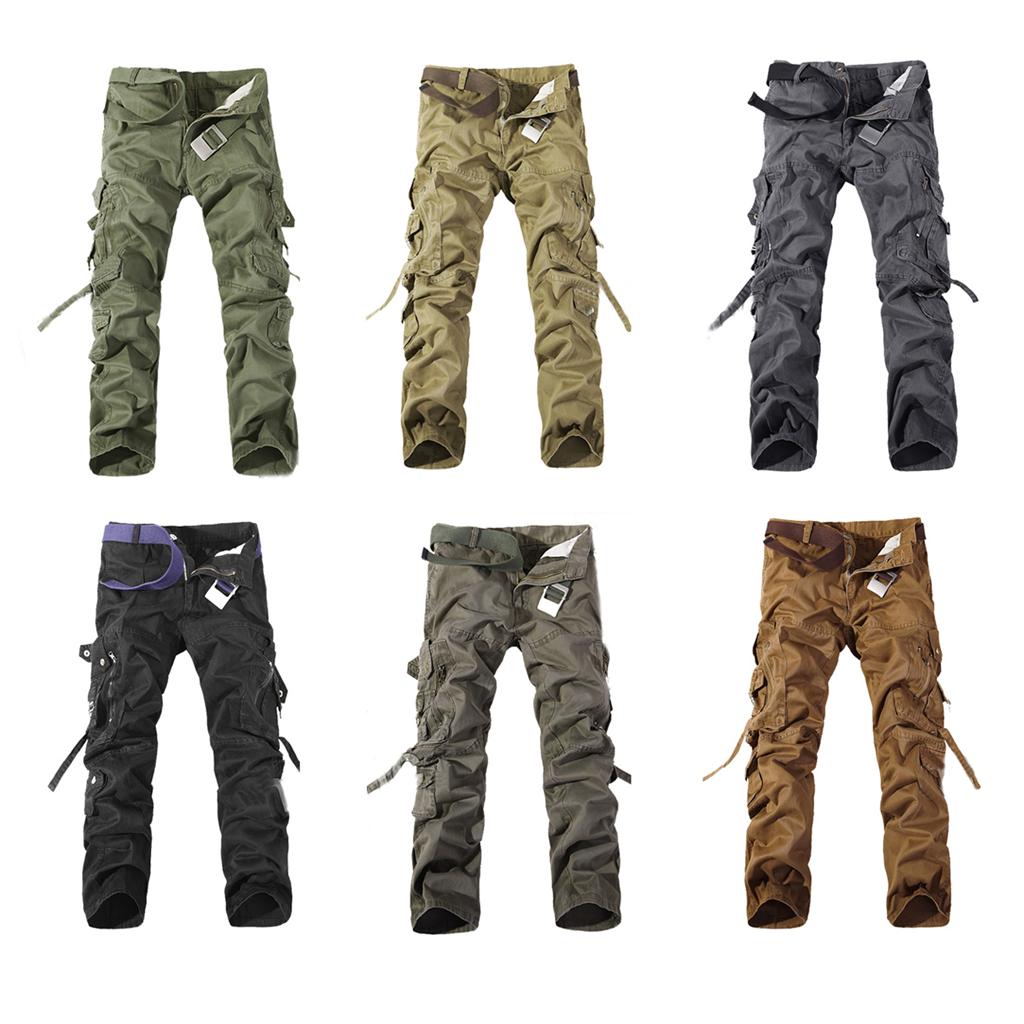 Mens Casual Military Pockets Army Cargo Camo Combat Work Pants Trousers ...