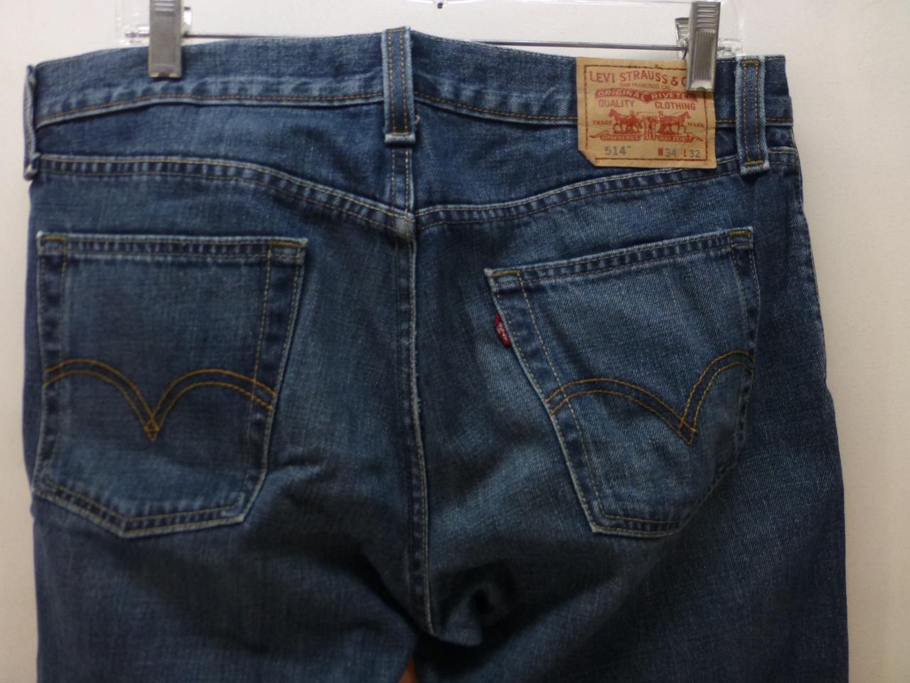 Levis 514 Slim Straight blue denim Jeans red tag tab mens 34 x 32 Levi ...