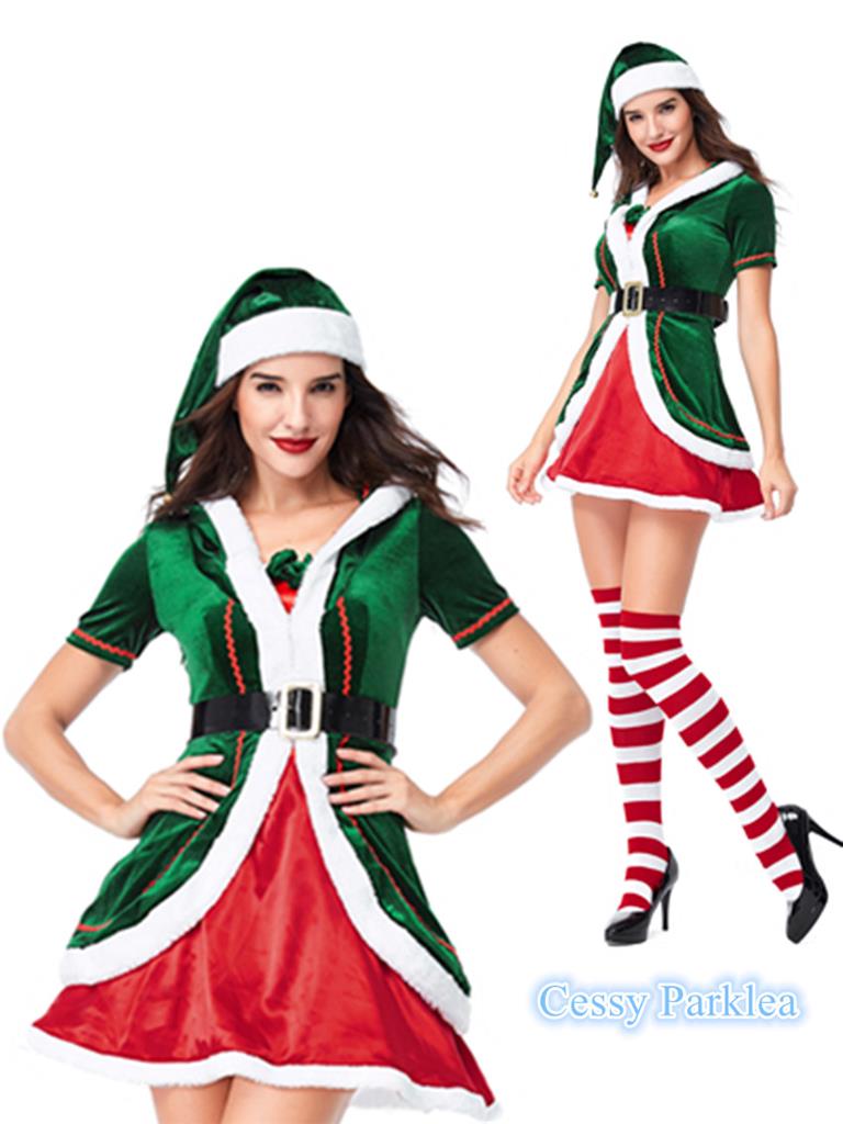 adult female christmas characters to dress up as Red & Green Elfalicious Elf Women Adult Christmas Costume - Medium