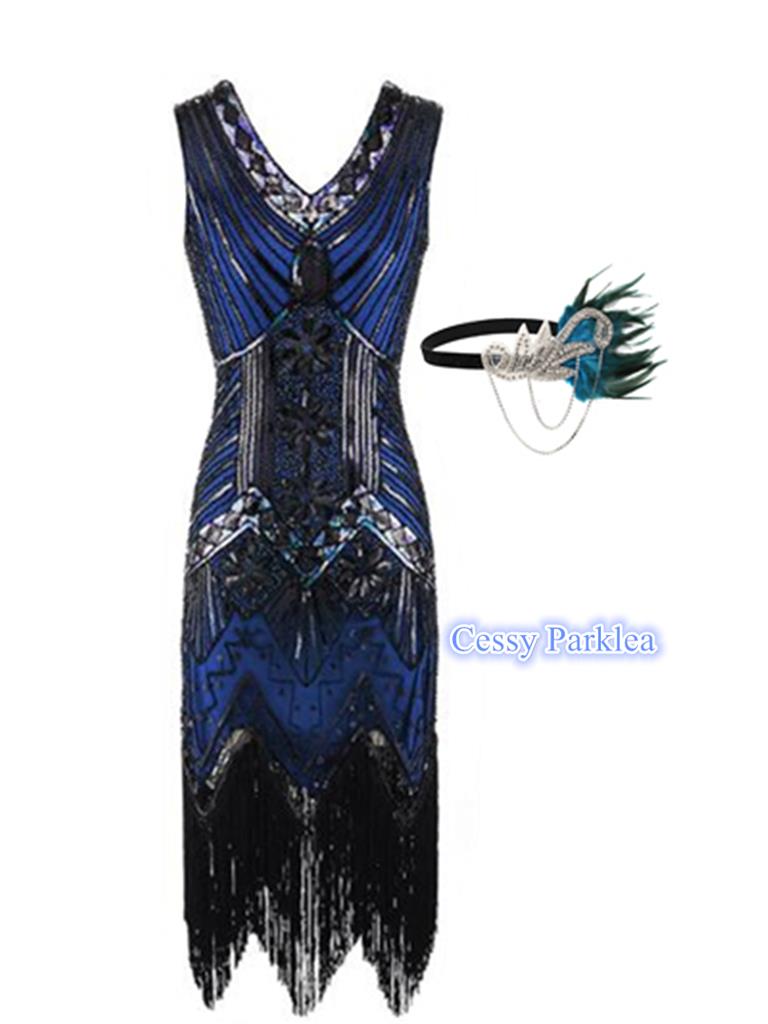 Deluxe Ladies 20s 1920s Roaring Flapper Costume Sequin Gatsby 20's Fancy Dress 