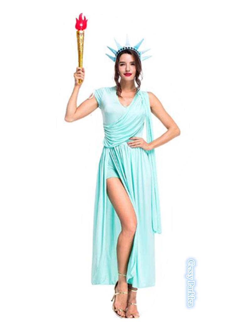 Classic Liberty Statue Historical USA Fancy Dress American Patriotic