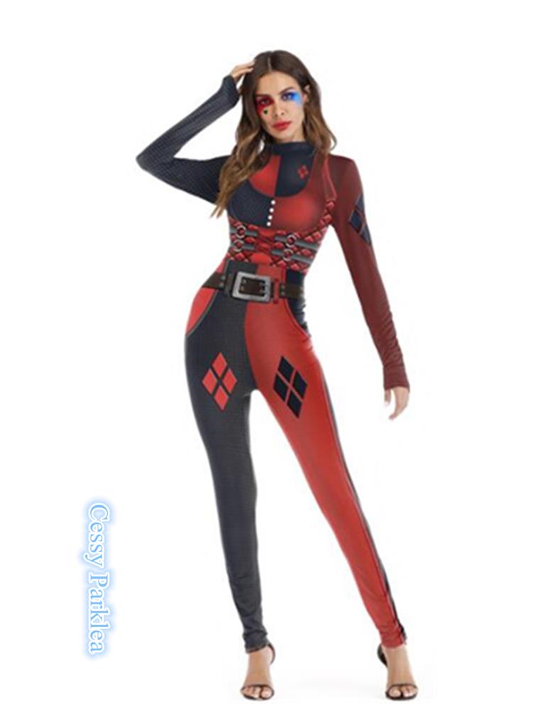 M2 Harley Quinn Joker Batman Jumpsuit Womens Circus Halloween Costume Ebay