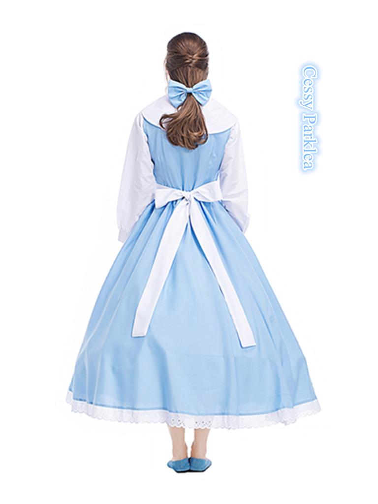 U-B3-1 Adult Beauty and the Beast Belle Blue Maid Fancy Dress Book