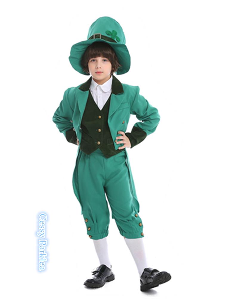 Boys Mens Deluxe Leprechaun Costume Irish St Patricks Day Eire Green ...