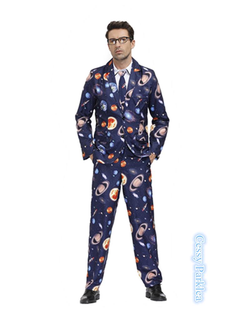 W-R33 Men Space Planet Universe Solar System Sci Fi Stand Out Suit