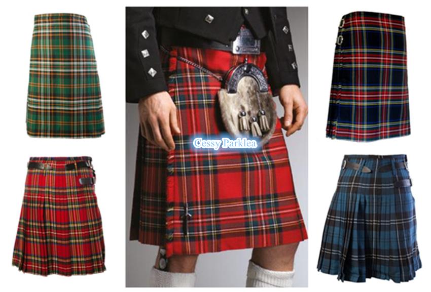 W-R1-4 Mens Traditional Scottish Highland Tartan Utility Kilt Plaid Irish  Skirts
