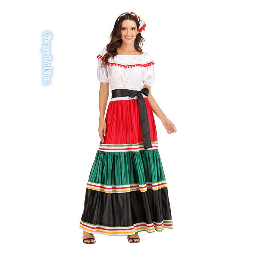C3 Ladies Senorita Costume Mexican Spanish Lady Wild West Fancy Dress ...