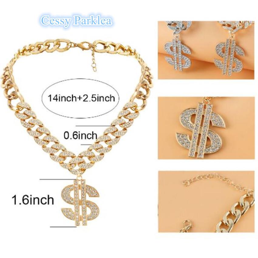 SN-A1-5 Deluxe Chunky Gold Dollar Sign Gangster 80s Hip Hop