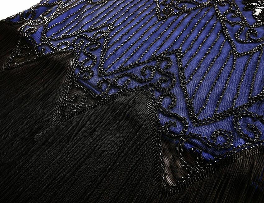 Deluxe Ladies 20s 1920s Roaring Flapper Costume Sequin Gatsby Blue Fancy Dress