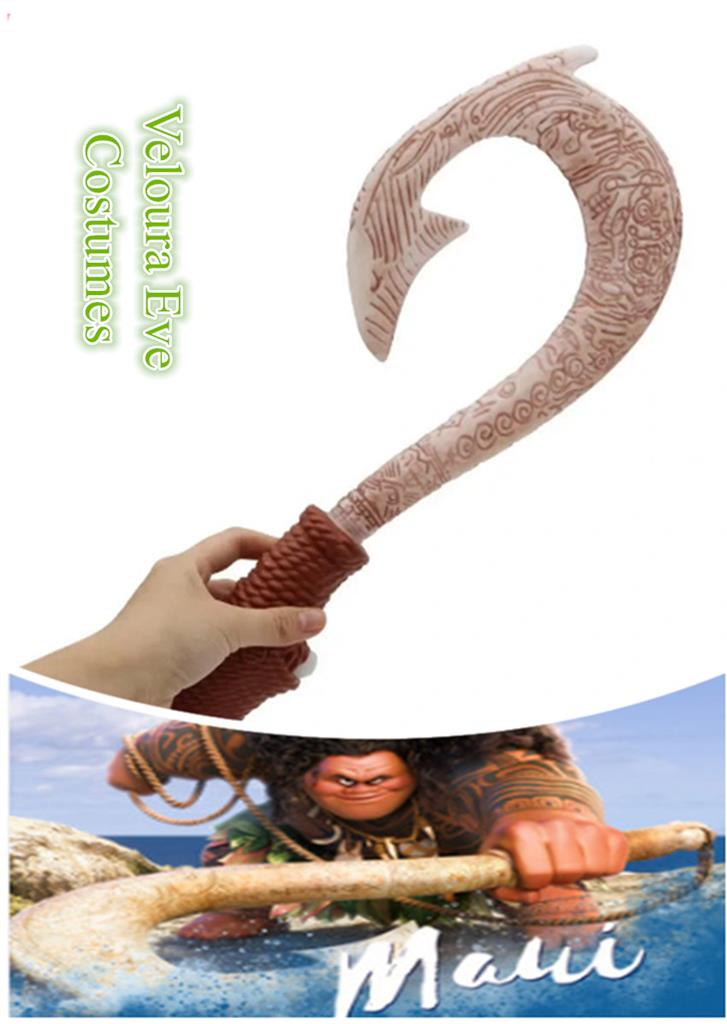 SN-G6-1 Kids Boys Moana 2 Maui Costume Wig Toy Fishhook Book