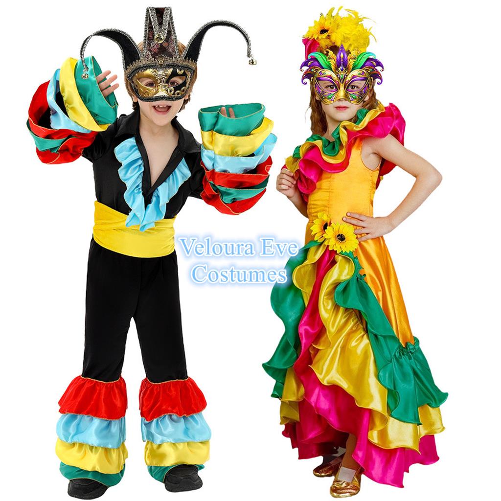 H-B3-2 Kids Carnival Latin Dance Costume Ruffles Samba Rumba Party