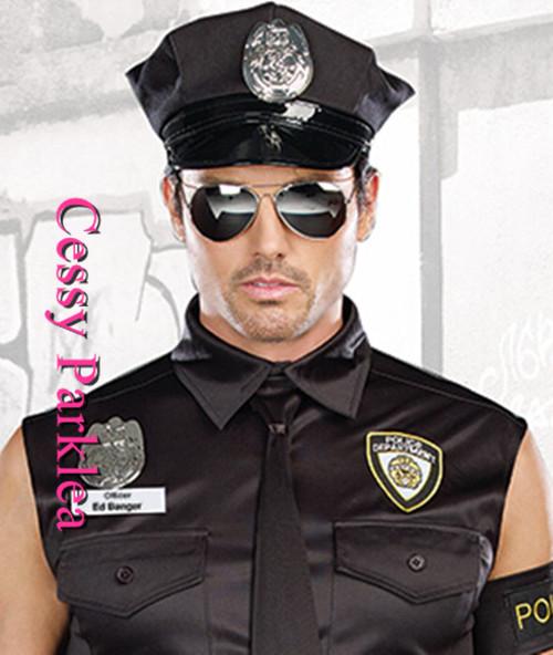Policeman Policewomen Cop Hat Costume Accessories Black One Size Fits ...