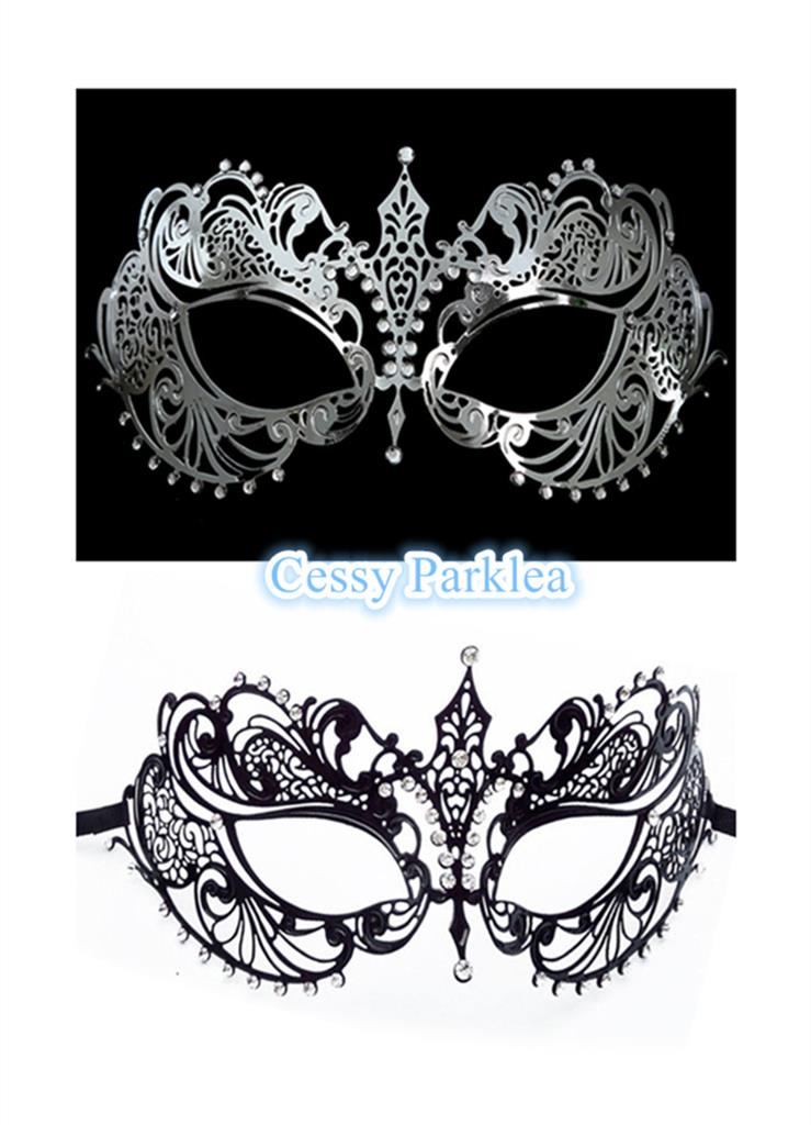 Rhinestones DR-12 Venetian Carnival Women Masquerade Metal Hollow Carving Mask