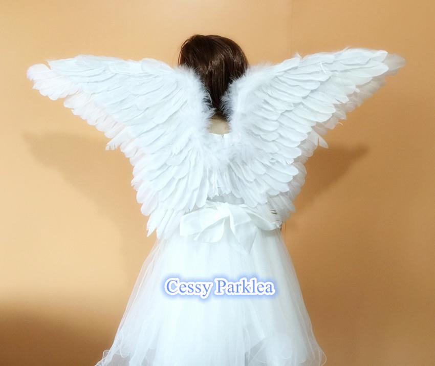 Large 100cm X 50cm Angel Feather Wings – White Costume Accessory For Fancy Dress