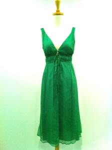 Zara :: Green Long Silk Sleeveless Dress :: size XS | eBay