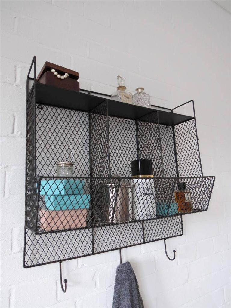 Bathroom Metal Wire Wall Rack Shelving Display Shelf Industrial Storage Black eBay