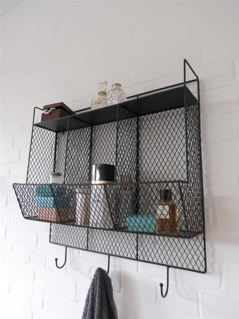Bathroom Metal Wire Wall Rack Shelving Display Shelf Industrial Storage Black eBay
