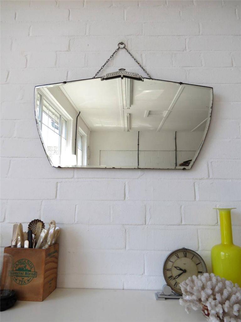 Vintage art deco wall mirror with chrome details Vintage art deco wall mirror with chrome details