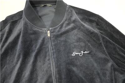 Sean John Velour Track Jacket Full Zip Dark Blue Long Sleeve