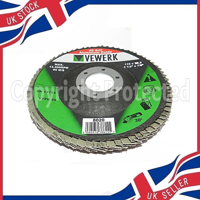 4.5" 115MM T29 GRINDING FINISHING FLAP DISCS 40 60 80 120 GRIT SANDING WHEEL - Picture 6 of 10