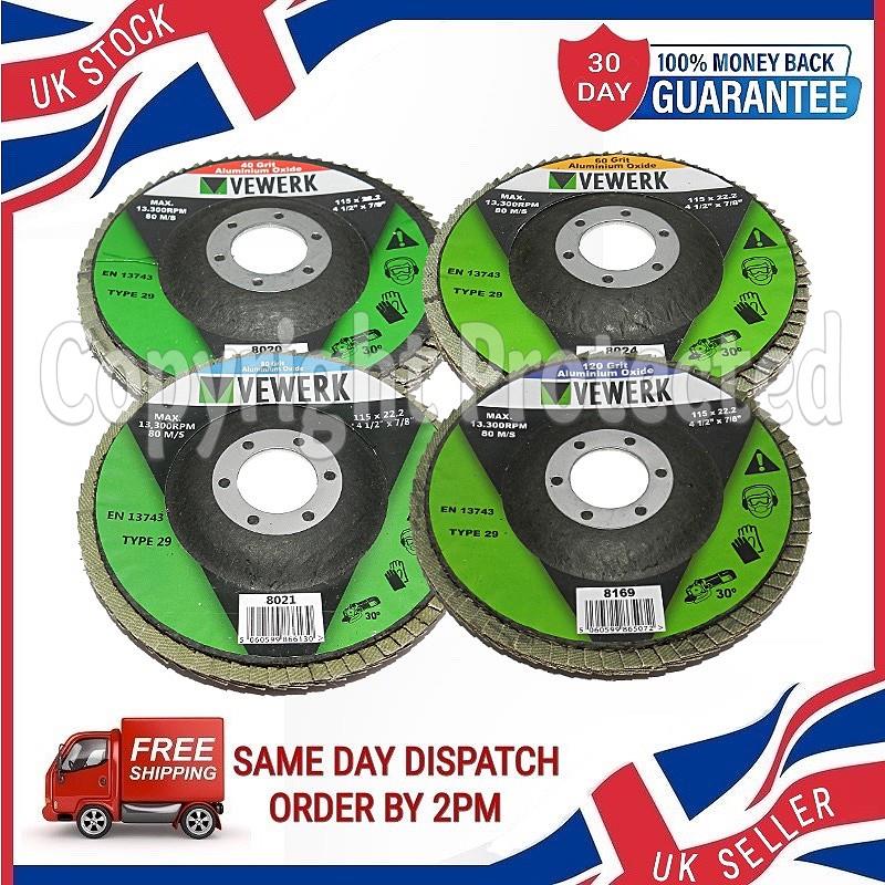 4.5" 115MM T29 GRINDING FINISHING FLAP DISCS 40 60 80 120 GRIT SANDING WHEEL - Picture 10 of 10