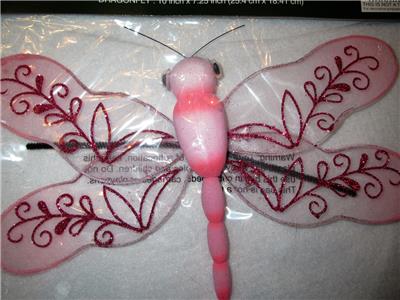 Large Nylon Dragonfly Decor Kids Nursery Bedroom Pink Hang Or