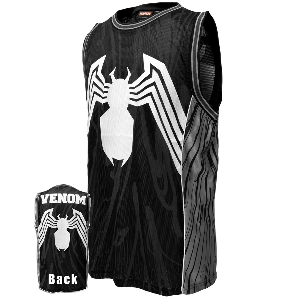 Spiderman Venom Men's Marvel Black Basketball Jersey