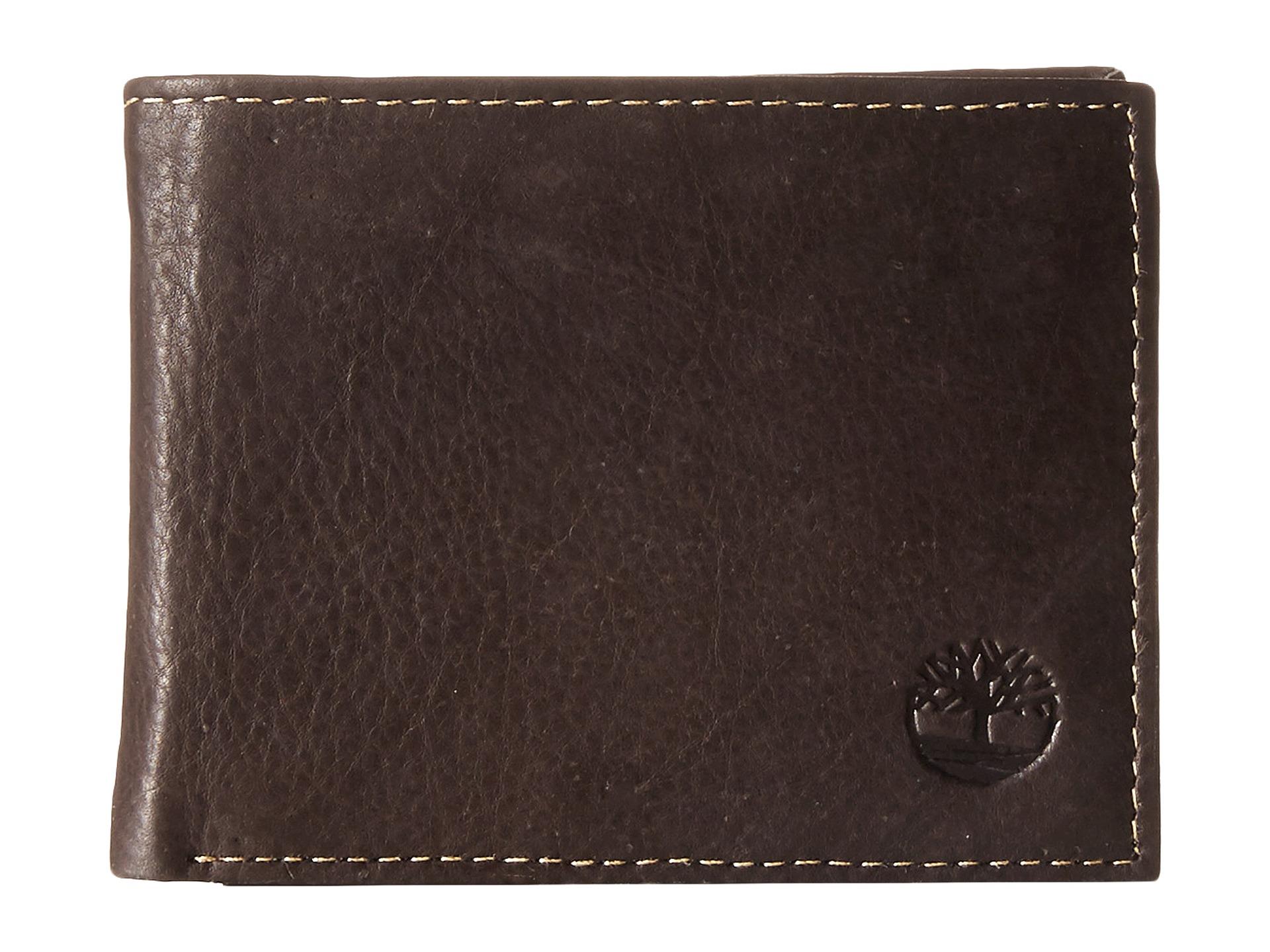Timberland Mens Bifold Wallet Genuine Leather Wellington Passcase Brown ...