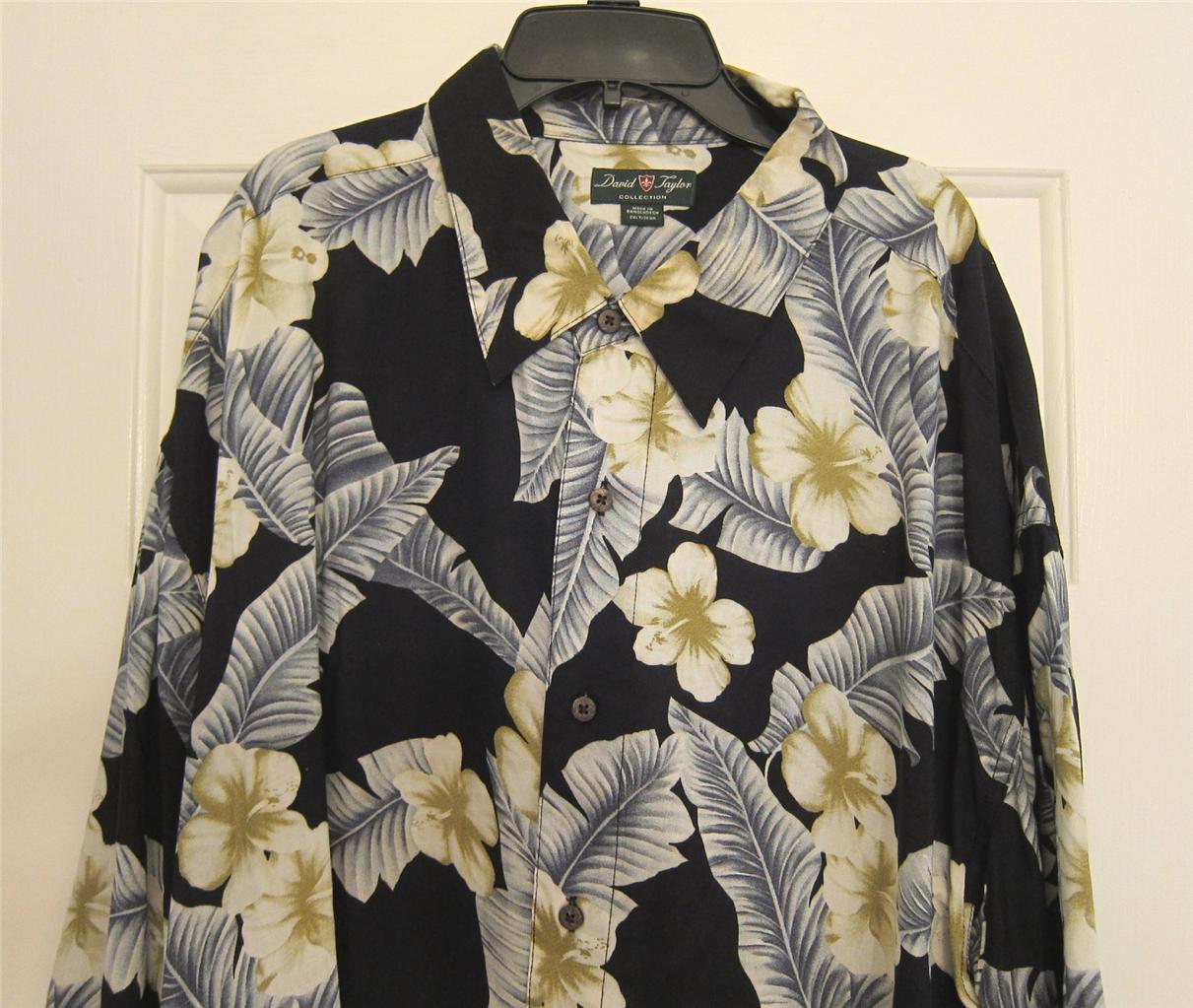 NWT mens David Taylor Hawaiian shirt 2XLT Big & Tall Aloha rayon button ...