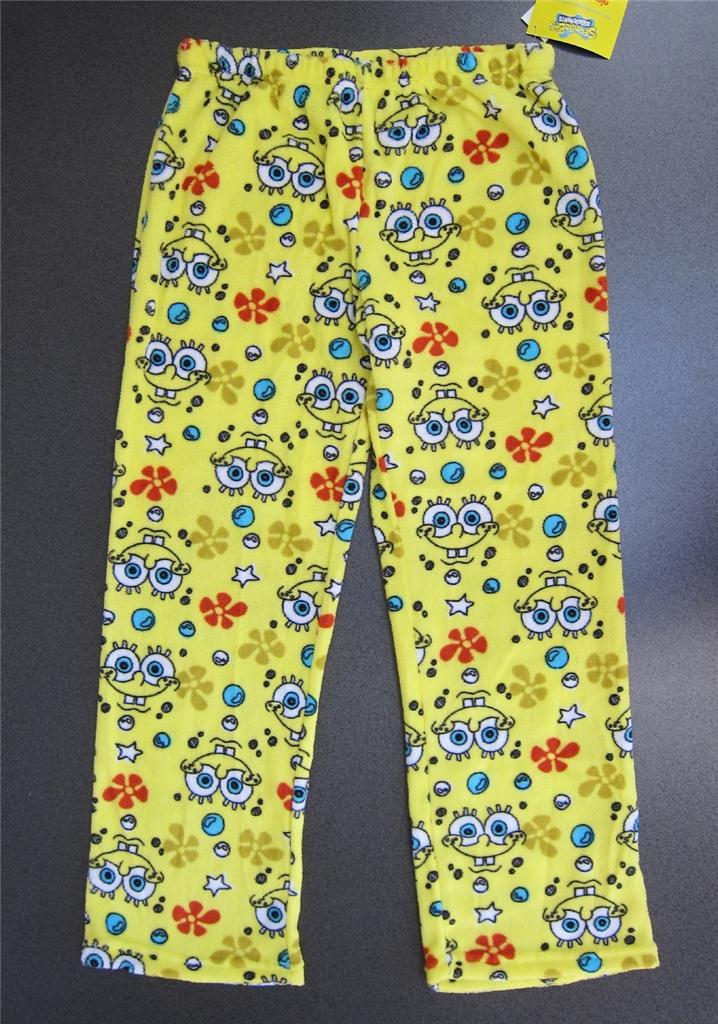 NWT womens fleece pajama pants lounge Spongebob Squarepants M XL yellow ...
