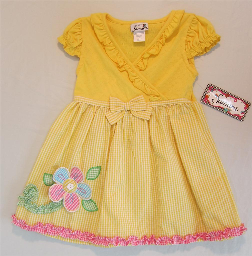 NWT girls Samara yellow gingham flower spring/summer dress 3T 4T 5T toddler