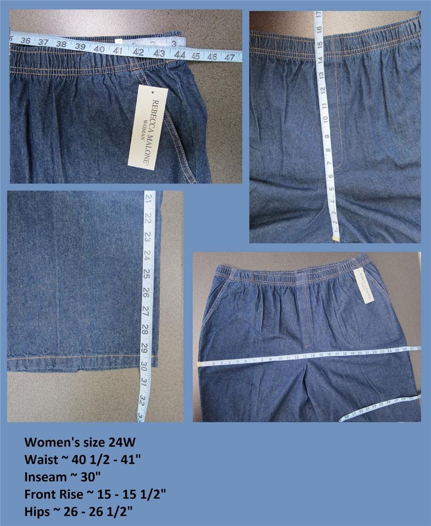 NWT womens Rebecca Malone pull-on jeans elastic waist 18W 20W 24W pants ...