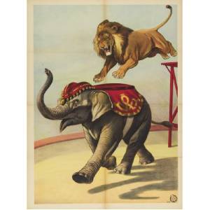 NEW! Vintage Circus Elephant &amp; Lion Wall Art Print Circus Poster | eBay