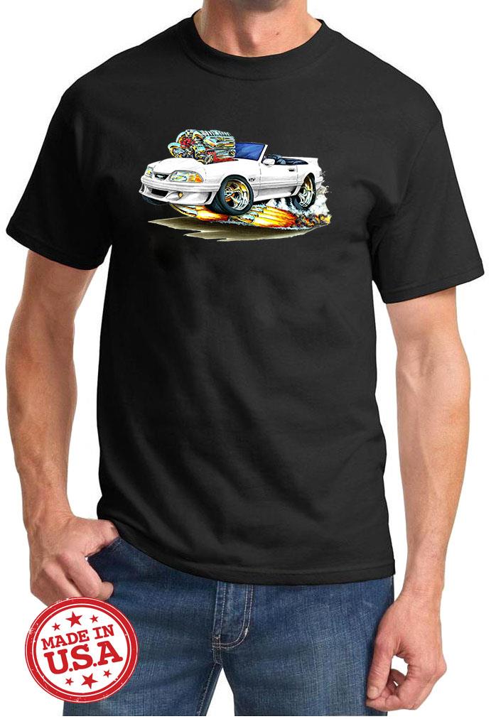 1987-93 Ford Mustang GT 5.0 Convertible Cartoon Color Tshirt NEW FREE SHIPPING