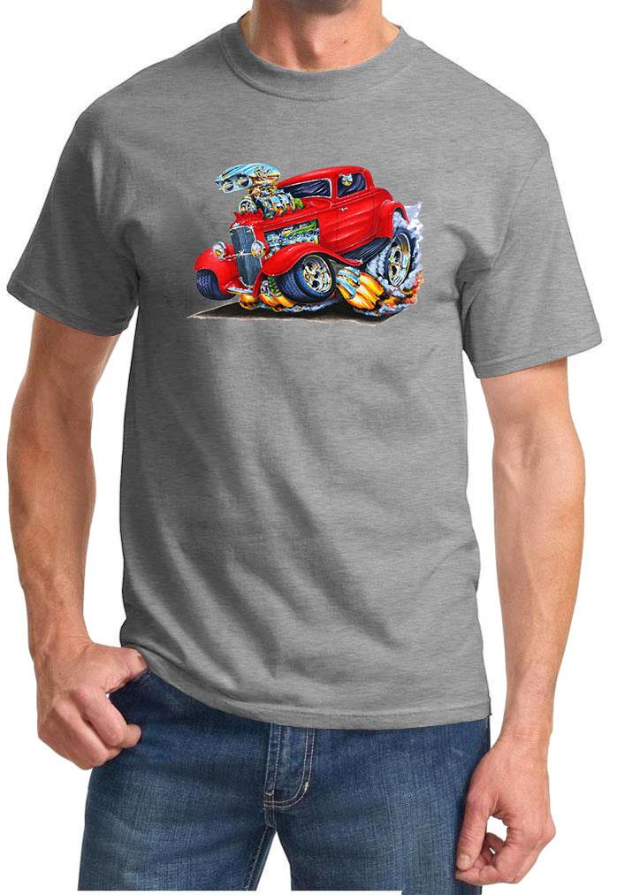 Ford Duece Coupe Hot Rod Cartoon Tshirt NEW FREE SHIPPING - Picture 3 of 11
