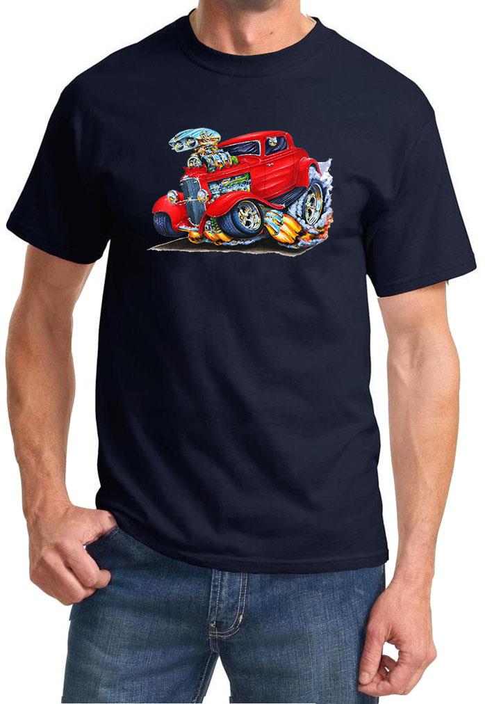 Ford Duece Coupe Hot Rod Cartoon Tshirt NEW FREE SHIPPING - Picture 11 of 11