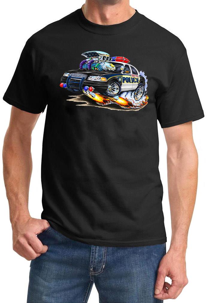 POLICE CAR Ford Crown Victoria Full Color Cartoon Tshirt NEW FREE SHIPPING - Picture 2 of 11