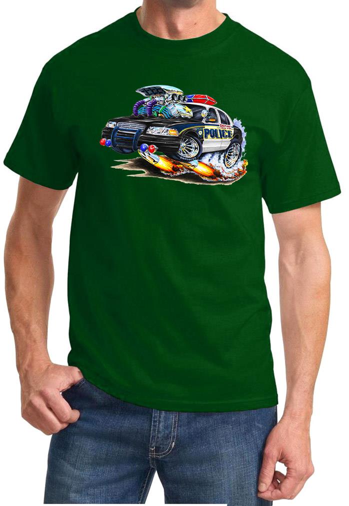 POLICE CAR Ford Crown Victoria Full Color Cartoon Tshirt NEW FREE SHIPPING - Picture 4 of 11