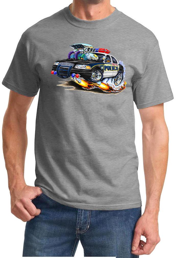 POLICE CAR Ford Crown Victoria Full Color Cartoon Tshirt NEW FREE SHIPPING - Picture 3 of 11