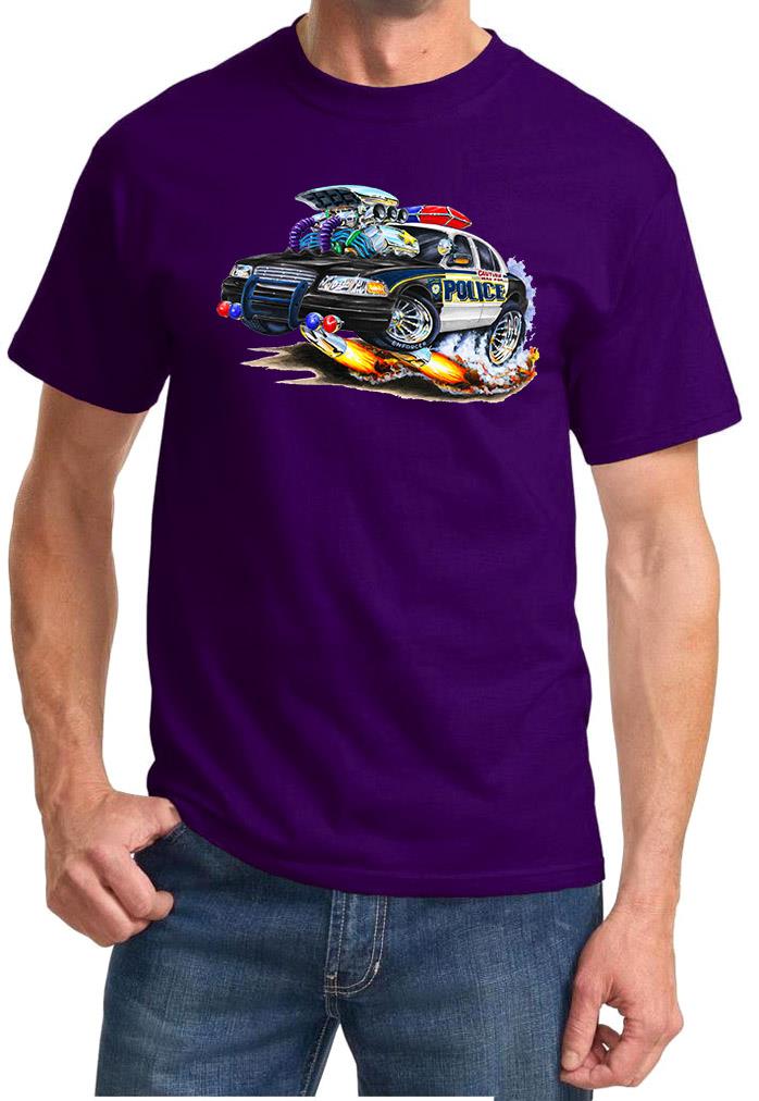 POLICE CAR Ford Crown Victoria Full Color Cartoon Tshirt NEW FREE SHIPPING - Picture 8 of 11
